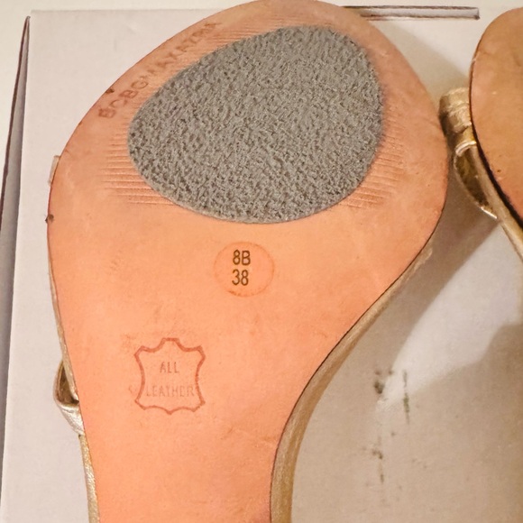 BCBGMaxAzria Metallic Gold Strappy Heels, Sandals, Size 8B - Picture 14 of 15